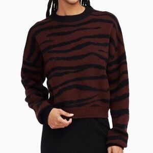 NAADAM Purple Black Tiger Print 100% Mongolian Premium Cashmere Sweater